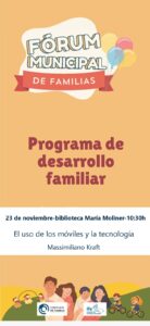 FÓRUM MUNICIPAL DE FAMILIAS: EL USO DE LOS MÓVILES Y LA TECNOLOGIA.